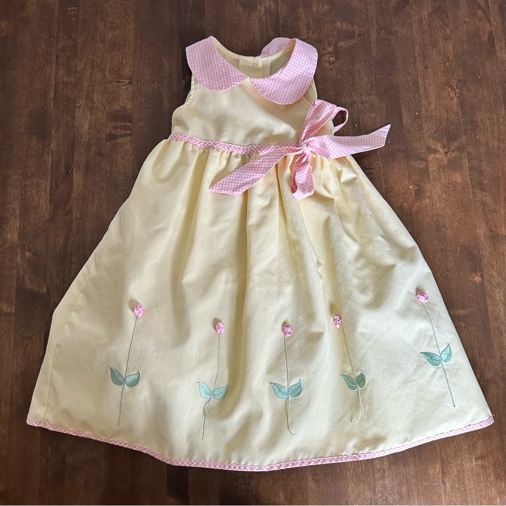 Vintage Girls Easter Spring Dress Size 6 Bonnie Jean Gingham Bunny‎ Egg Hunt